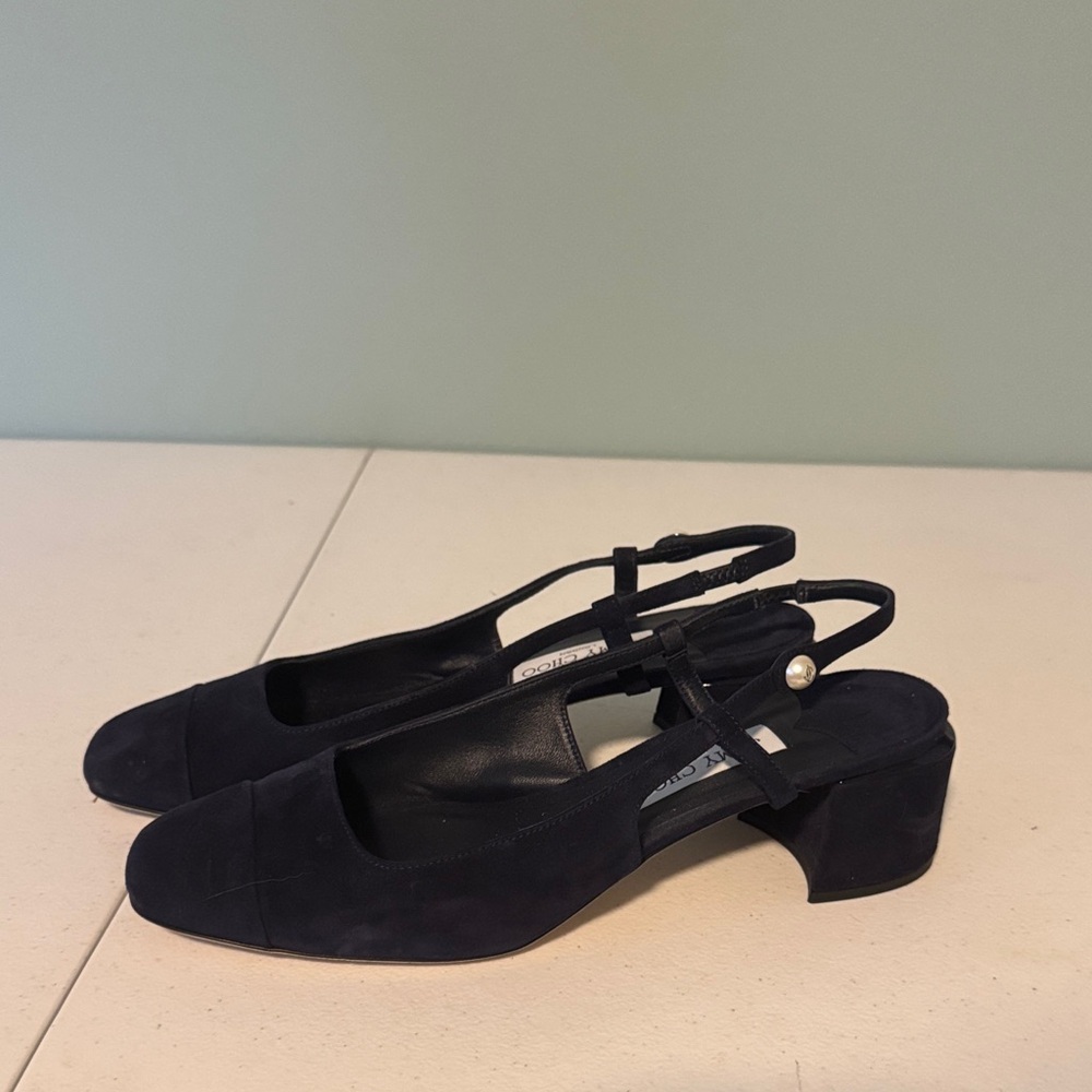 Elegant Navy Blue Slingback Heels